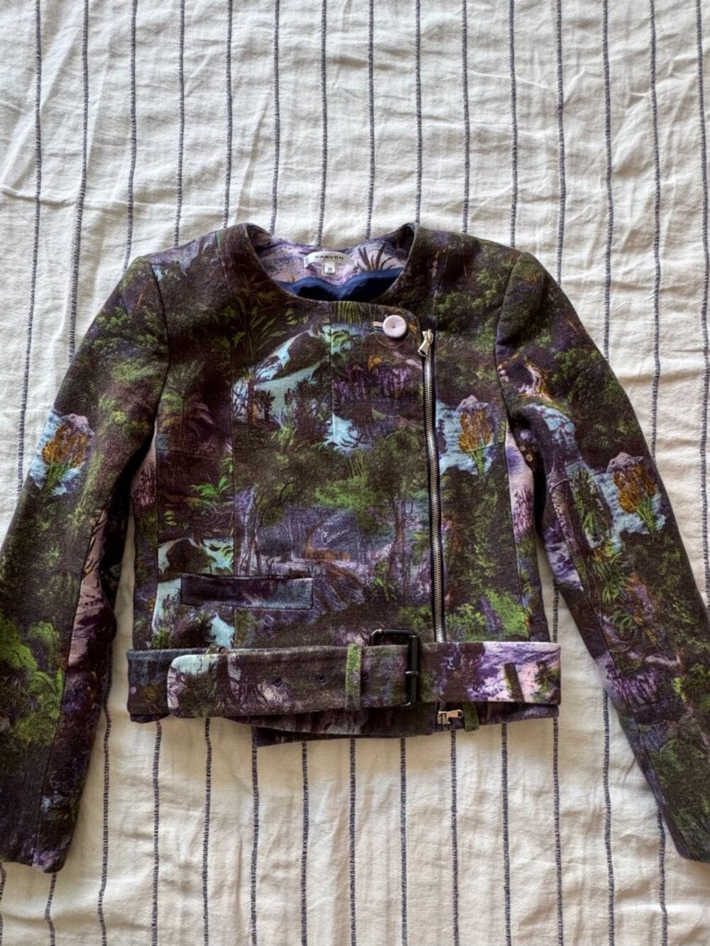 Carven Jungle Print Utility Jacket in Green, Purple, Blue